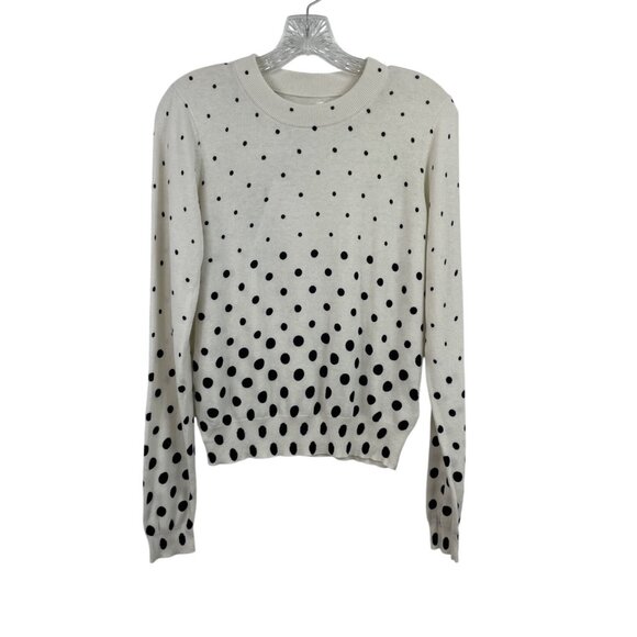 POPSUGAR Sweaters - Popsugar White w/Black Polka Dots Long Sleeve Sweater Womens Size Large